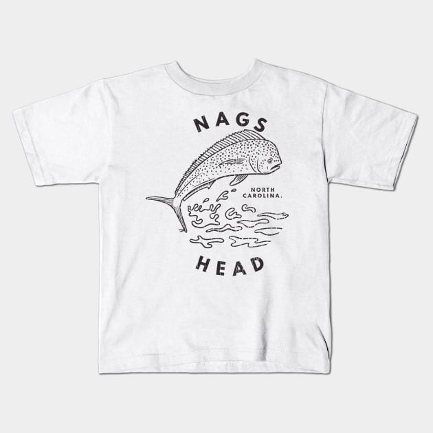 Nags Head, NC Summertime Vacationing Mahi Mahi Big Head Fish Kids T-Shirt by Contentarama